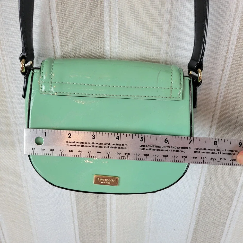 Kate Spade Jade Chelsea Park Crossbody‎ Bag Purse Mint Green Black Leather